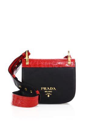 prada pionnière leather & crocodile saddle bag|Pionnière Prada Handbags for Women .